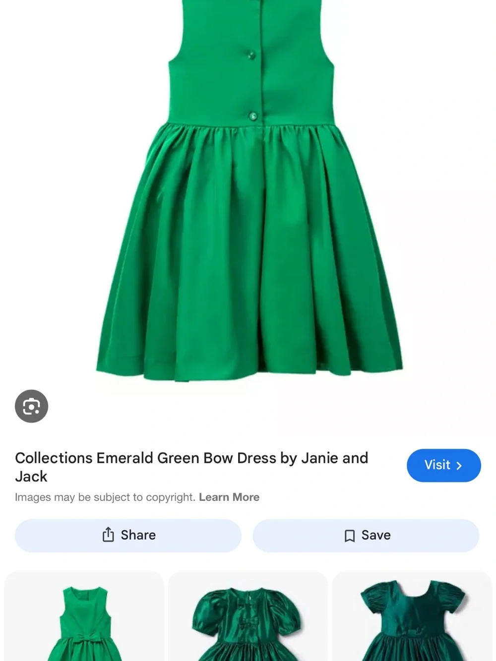 JANIE AND JACK Emerald Green Bow-Front Special Occasion Dress